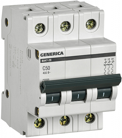 IEK GENERICA Авт. выкл. ВА47-29 3Р 50А 4,5кА х-ка С