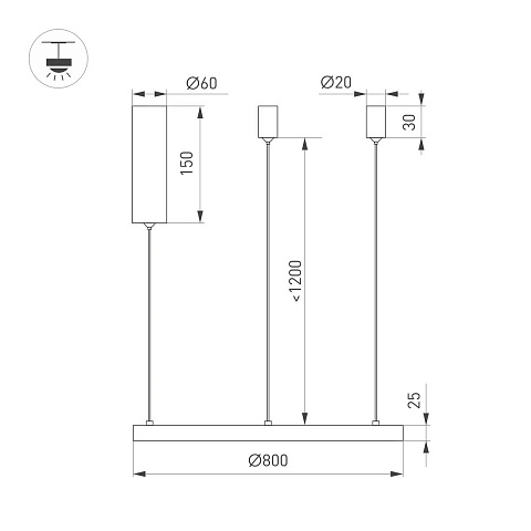 Подвесной светодиодный светильник Arlight SP-Congo-Mult-1-R800-42W Warm3000 046250