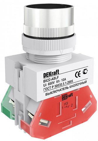 Dekraft Выключатель кноп. ABLF D22 ЧЕРНЫЙ 220В ВK-22