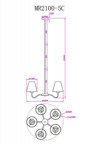 Подвесная люстра MyFar Charlotte MR2100-5C