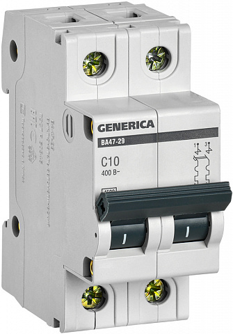 IEK GENERICA Авт. выкл. ВА47-29 2Р 10А 4,5кА х-ка С