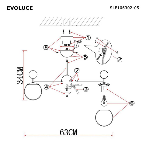 Подвесная люстра Evoluce Pechio SLE106302-05