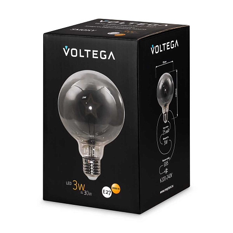 Лампа светодиодная филаментная Voltega 271 E27 3W 3000K дымчатая 8521