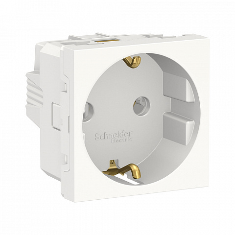 Schneider Electric Unica Modular Бел Розетка с/з без шторок, винт. зажим, 16А, 250В, 2 модуля