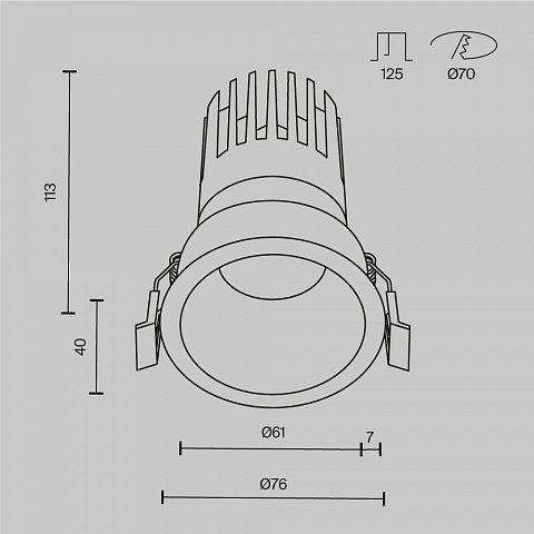 Встраиваемый светильник Maytoni DL118-15W-3K-B
