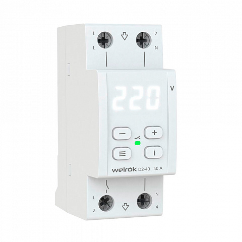Welrok D2-40 реле напряжения 40 А (max 50 A) 8 800 ВА, 3х клеммные