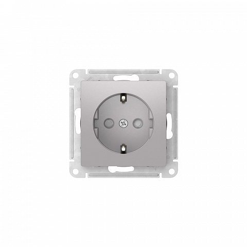 Systeme Electric AtlasDesign Алюминий Розетка с заземлением со шторками, 16А, мех., быстрозажим. клем.