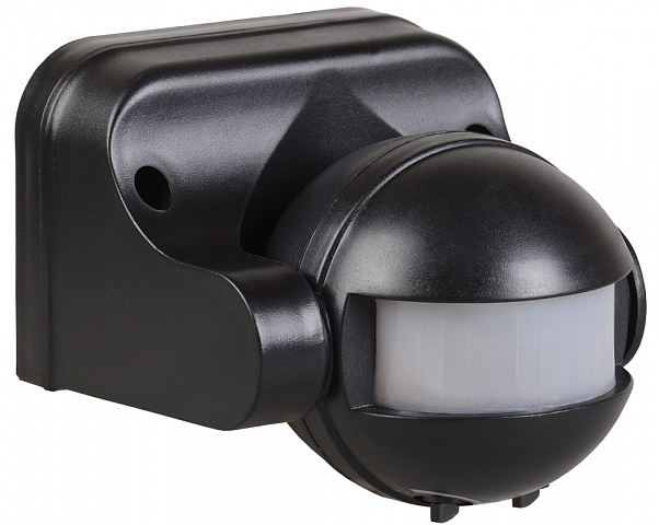 IEK Датчик движения ДД 009 черный, макс. нагрузка 1100Вт, угол обзора 180град., дальность 12м, IP44