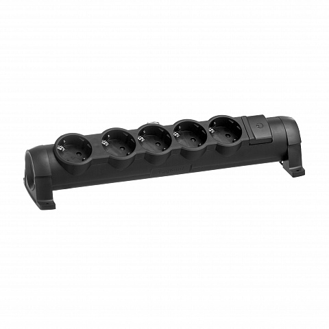 Legrand Комфорт Черный Удлинитель 5x2К+З с выкл.,без кабеля, фиксир. поворотный блок, возможно крепление к стене
