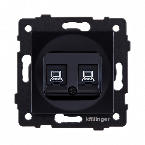 Розетка двойная Ethernet RJ45 Cat.5, черный Kollinger REA-019BK для Aspekt, Eleganz, Reflex