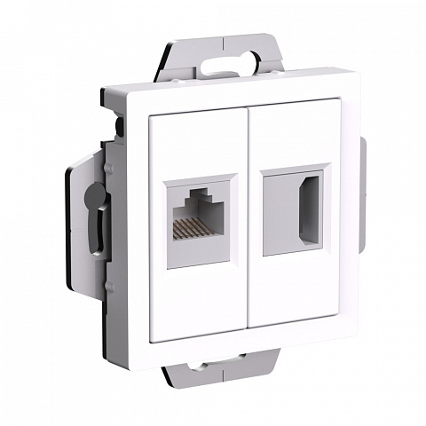 Systeme Electric AtlasDesign Белый Розетка двойная HDMI+RJ45, кат.5Е, механизм