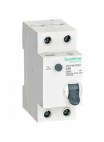 Systeme Electric City9 Set Авт. выкл. диф. тока (АВДТ) 1P+N С 20А 6kA 30мА Тип-AС 230В
