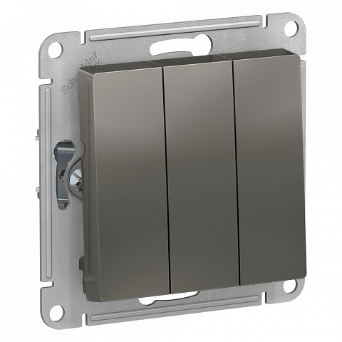 Systeme Electric AtlasDesign Сталь Выключатель 3-клавишный сх.1+1+1, 10АХ, механизм