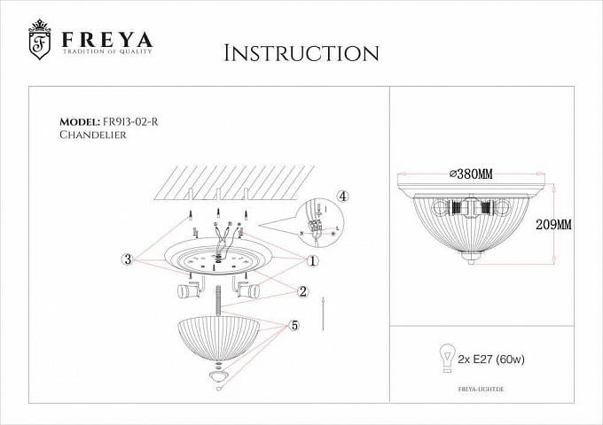 Накладной светильник Freya FR2913-CL-02-BZ