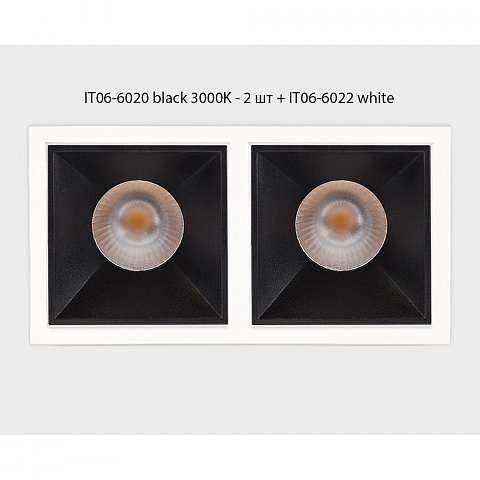 Встраиваемый светильник Italline IT06-6020 black 3000K - 2 шт. + IT06-6022 black