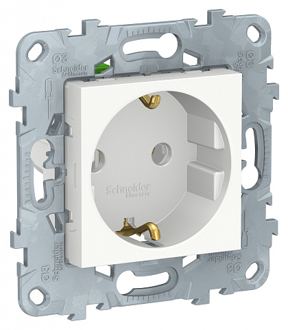 Schneider Electric Unica New Бел Розетка с/з без шторок, с быстрозажимными клеммами, 16А, 250В
