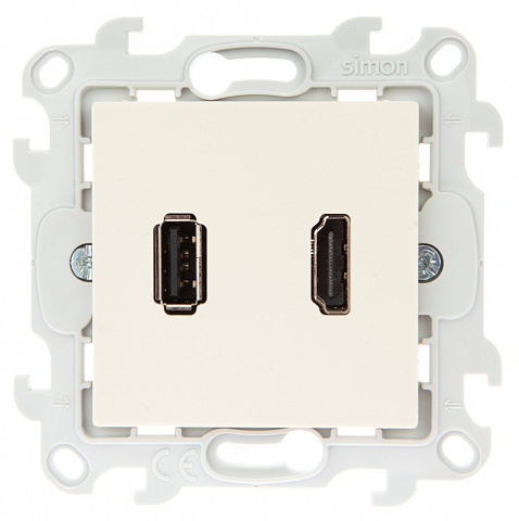 Simon 24 Слоновая кость Коннектор HDMI+USB 2.0