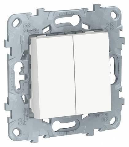 Schneider Electric Unica New Бел Переключатель 2-клавишный, 2 х сх. 6, 10 AX, 250В