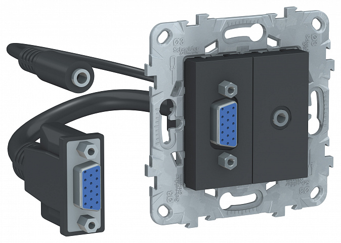 Schneider Electric Unica New Антрацит Розетка HD15+Minijack
