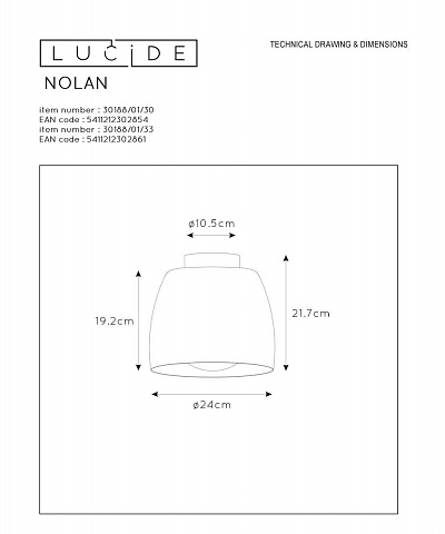 Потолочный светильник Lucide Nolan 30188/01/33