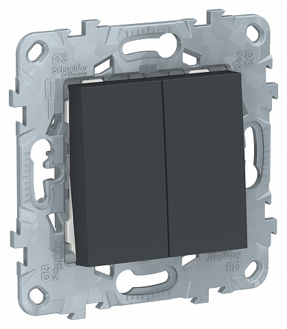 Schneider Electric Unica New Антрацит Выключатель 2-клавишный, сх. 5