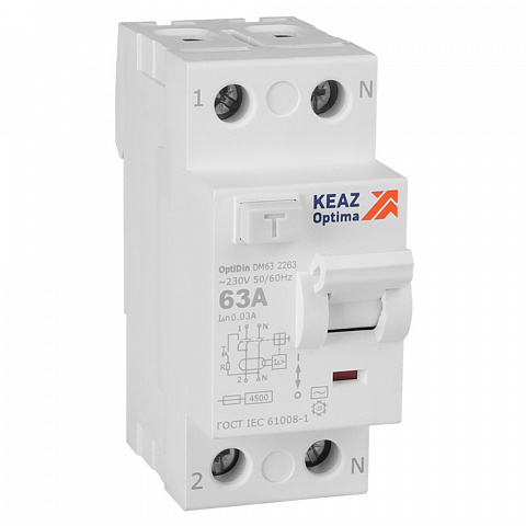 КЭАЗ OptiDin DM63-2263-AC-4,5-УХЛ4 (2P, 63, 30mA)