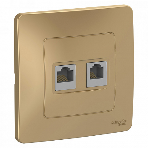 Systeme Electric Blanca внутр Титан Розетка 2-ая КОМП/ТЛФ, RJ45+RJ11
