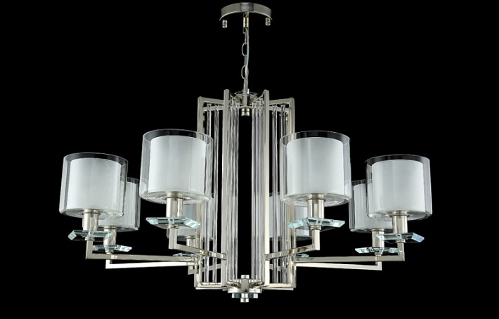 Подвесная люстра Crystal Lux NICOLAS SP-PL8 NICKEL/WHITE