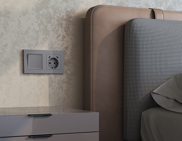 MA510510 Комплект механизма электрической розетки 2USB С+C 20W с/з на винтовых зажимах 16A-250V ALFA Сталь матовый QUANT (AP5105, VM165)