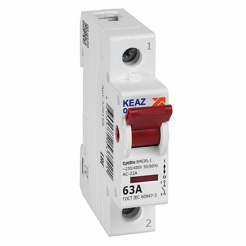 КЭАЗ OptiDin ВМ63PL Выключатель нагрузки 1P 63А 400В (BM63PL-163-УХЛ3)