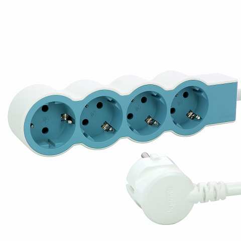 Legrand Revolution Стандарт Бело-голубой Удлинитель 4x2К+З, кабель 1,5м