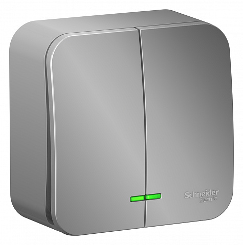 Systeme Electric Blanca наруж Алюминий Выключатель 2-клавишный с подсветкой, 10А, 250B
