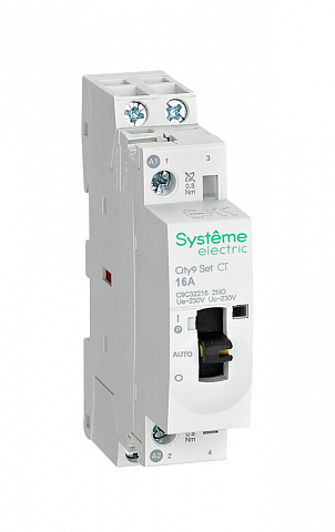 Systeme Electric City9 SET Модульный контактор 2P 2НО 16A, Ручное управление, AC 230В-230В