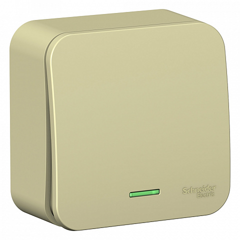 Systeme Electric Blanca наруж Беж Переключатель 1-клавишный (cх.6) с подсветкой, изолир. пластина 10А,250B
