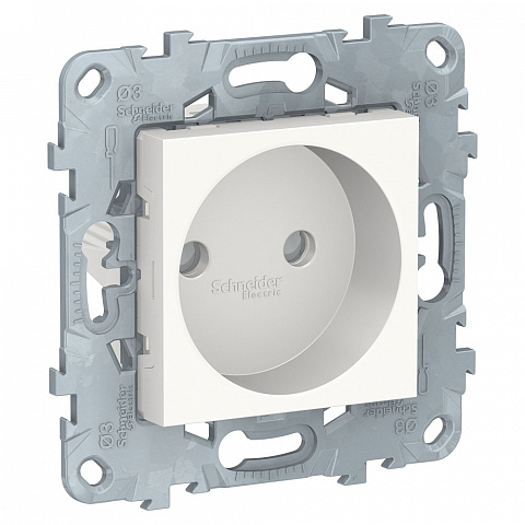 Schneider Electric Unica New Бел Розетка б/з со шторками, винт. зажим, 16А, 250В