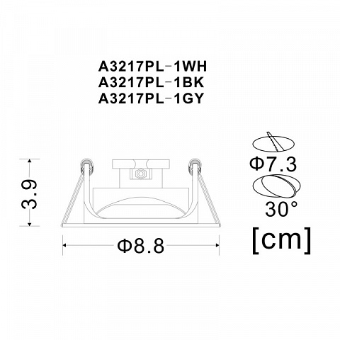Встраиваемый светильник ARTE Lamp A3217PL-1WH