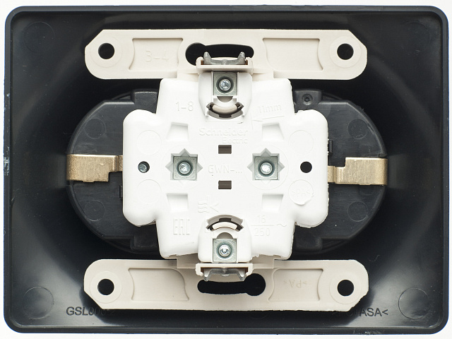 Systeme Electric Glossa Антрацит Розетка 2-ая с/з, 16А (в сборе)