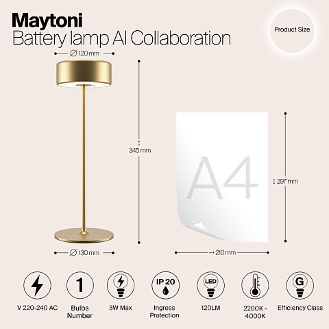 Настольная лампа Maytoni MOD229TL-L3G3K2
