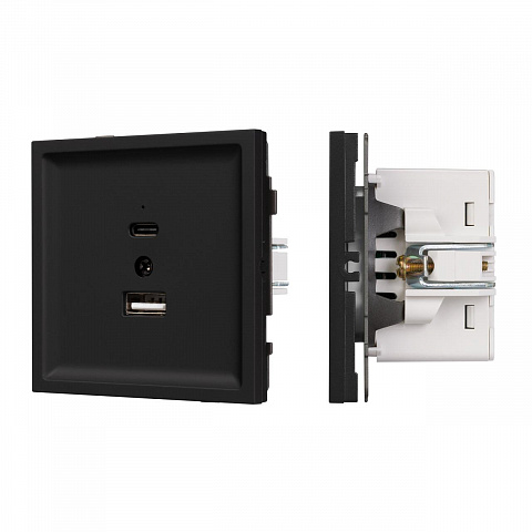 Механизм USB розетки SCT-TENDO-MUAC-SFPL-BK (5V, 3A, QC3) Arlight 054536