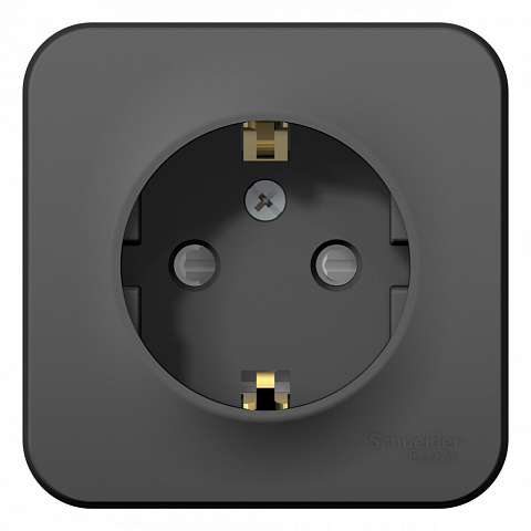 Systeme Electric Blanca наруж Антрацит Розетка с/з со шторками, 16А, 250В