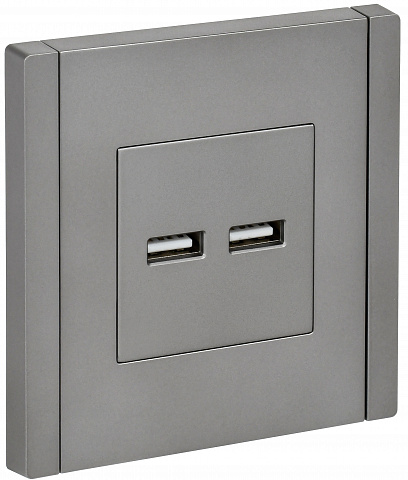 IEK FORTE&PIANO Сталь Розетка USB A+A 3,1А FP549