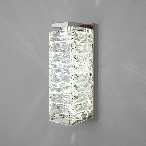 Настенный светодиодный светильник Eurosvet Blitz 40259 Led хром/ прозрачный хрусталь Strotskis