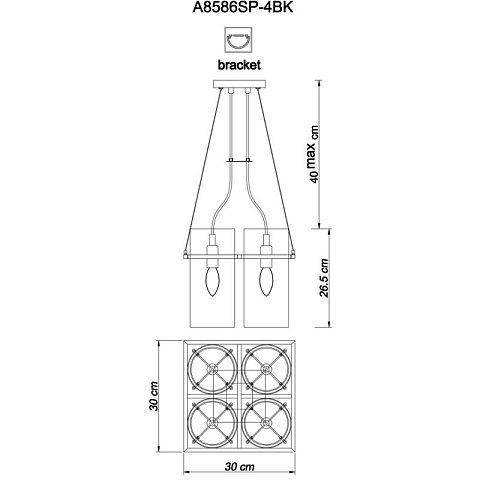 Подвесная люстра ARTE Lamp A8586SP-4BK