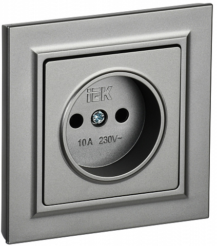 IEK BRITE Сталь Розетка без з/к/ш 10А в сборе РСР10-1-0-БрС