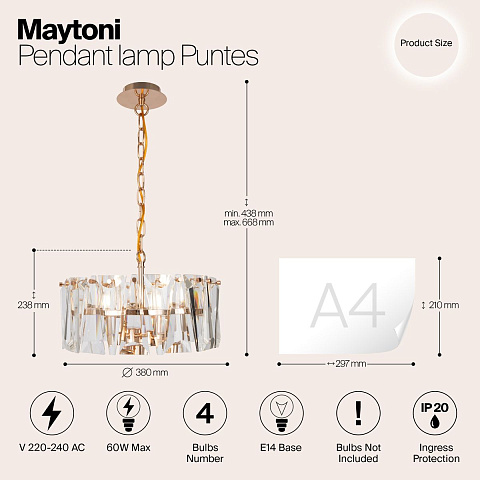 Подвесной светильник Maytoni Puntes MOD043PL-04G