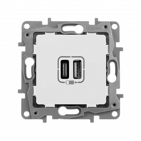 Legrand Etika, белый, зарядное устройство с USB разъемами A-C