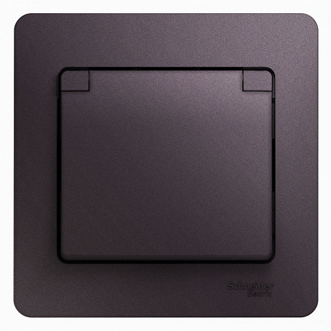 Systeme Electric Glossa Сиреневый туман Розетка с/з со шторками с крышкой IP20 (в сборе)