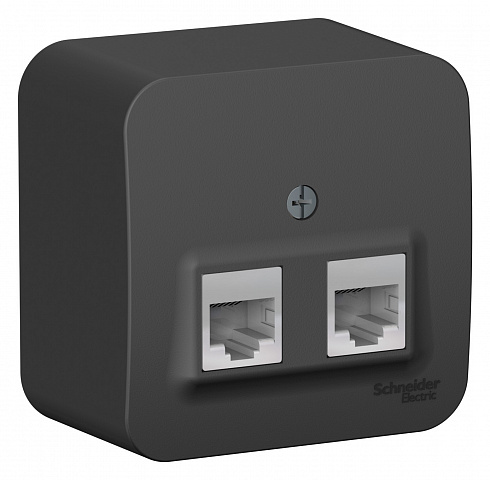 Systeme Electric Blanca наруж Антрацит Розетка 2-ая ТЛФ/КОМП, RJ45+RJ11, кат.5E, изолир. пластина