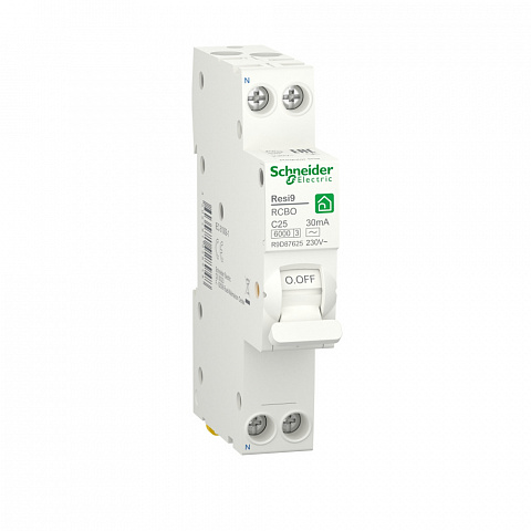 Schneider Electric RESI9 Автоматический выключатель дифференциального тока (ДИФ) 1P+N С 25А 6000A 30мА 18mm тип AC