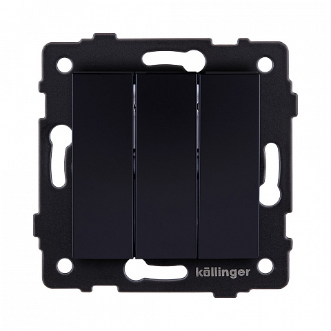Выключатель 3-клавишный 10А/250В, изогнутый, черный Kollinger REA-R-012BK для Aspekt, Eleganz, Reflex